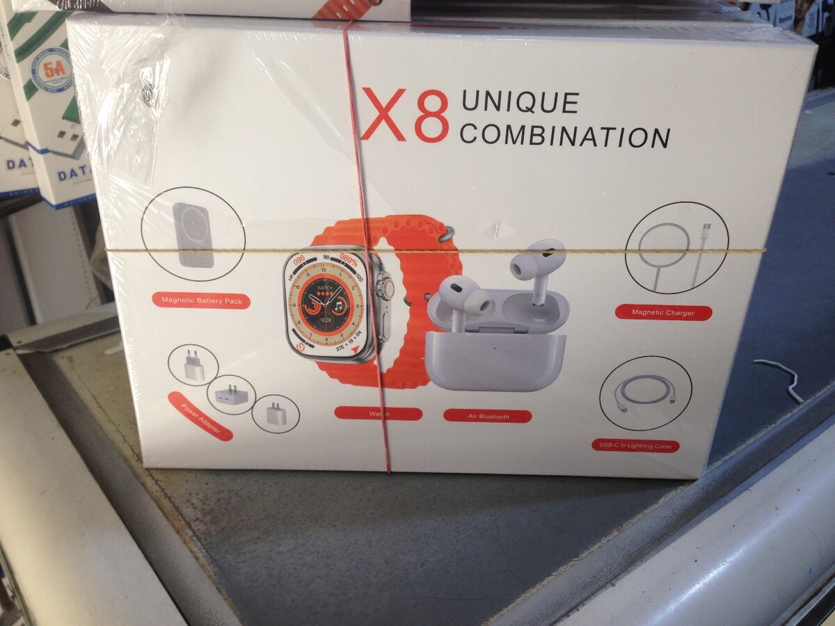 X8 Smart watch with EarPods and iPhone Power bank