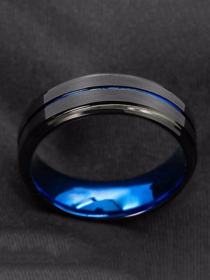 Bague Homme Tungstène Bleu