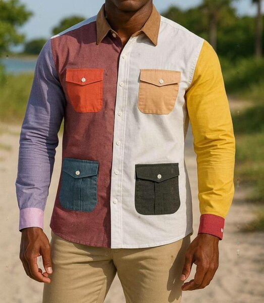 Chemise Homme Patchwork Élégante