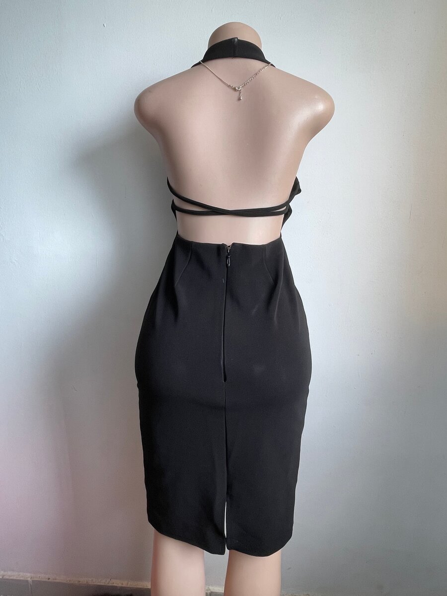 Elegant Black Halter Dress