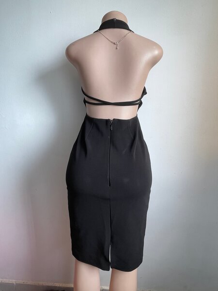 Elegant Black Halter Dress