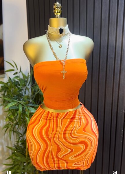 Ensemble Top et Jupe Orange