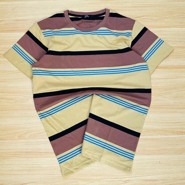 logo-embroidered striped cotton T-shirt