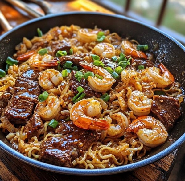 Nouilles Sautées Crevettes Bœuf