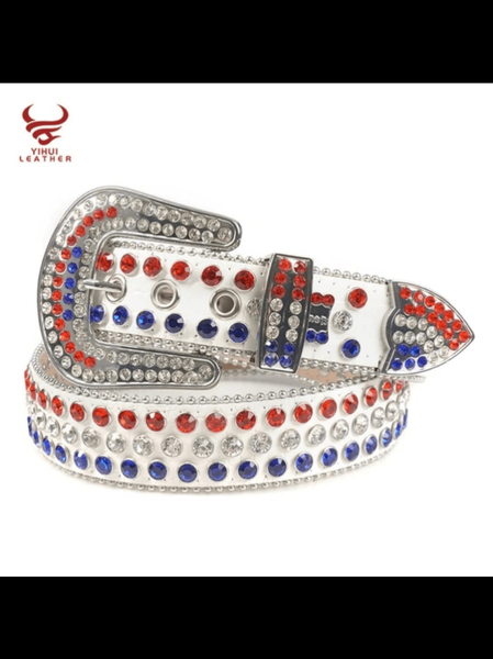 Ceinture en cuir strassée