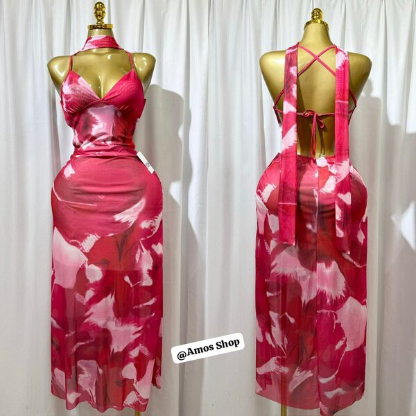 Robe Maxi Imprimée Rose
