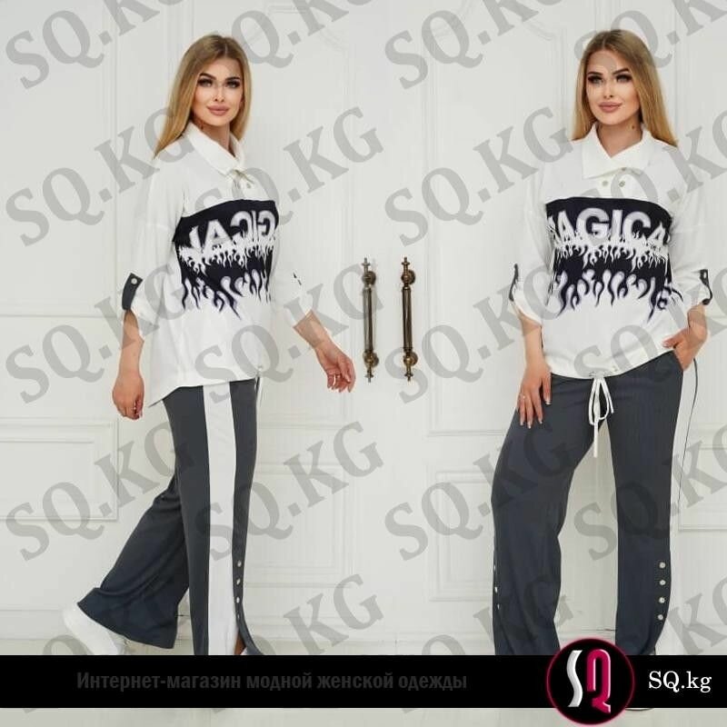 Комлект из мягкого трикотажа лапши серого цвета