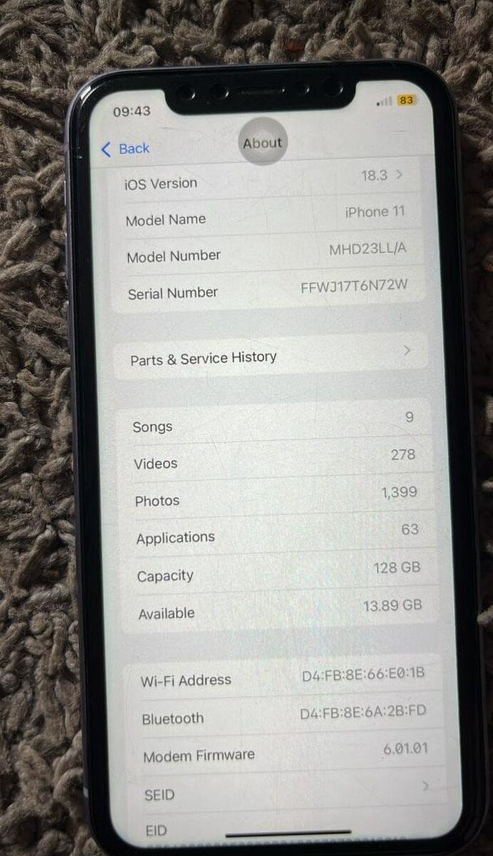iPhone 11 128 gig BH 89% Factory Unlock