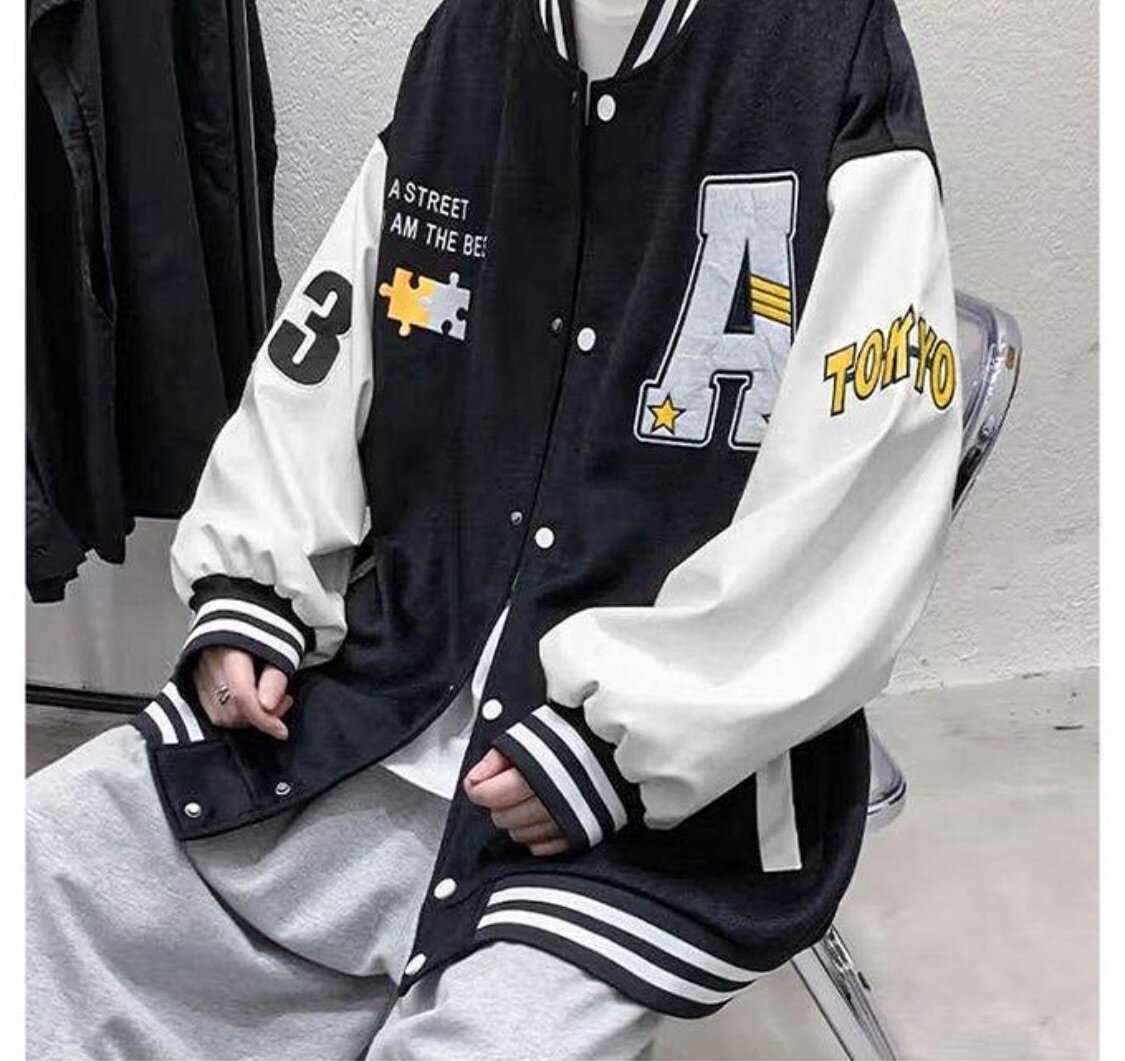 Unisex Black & White Varsity J