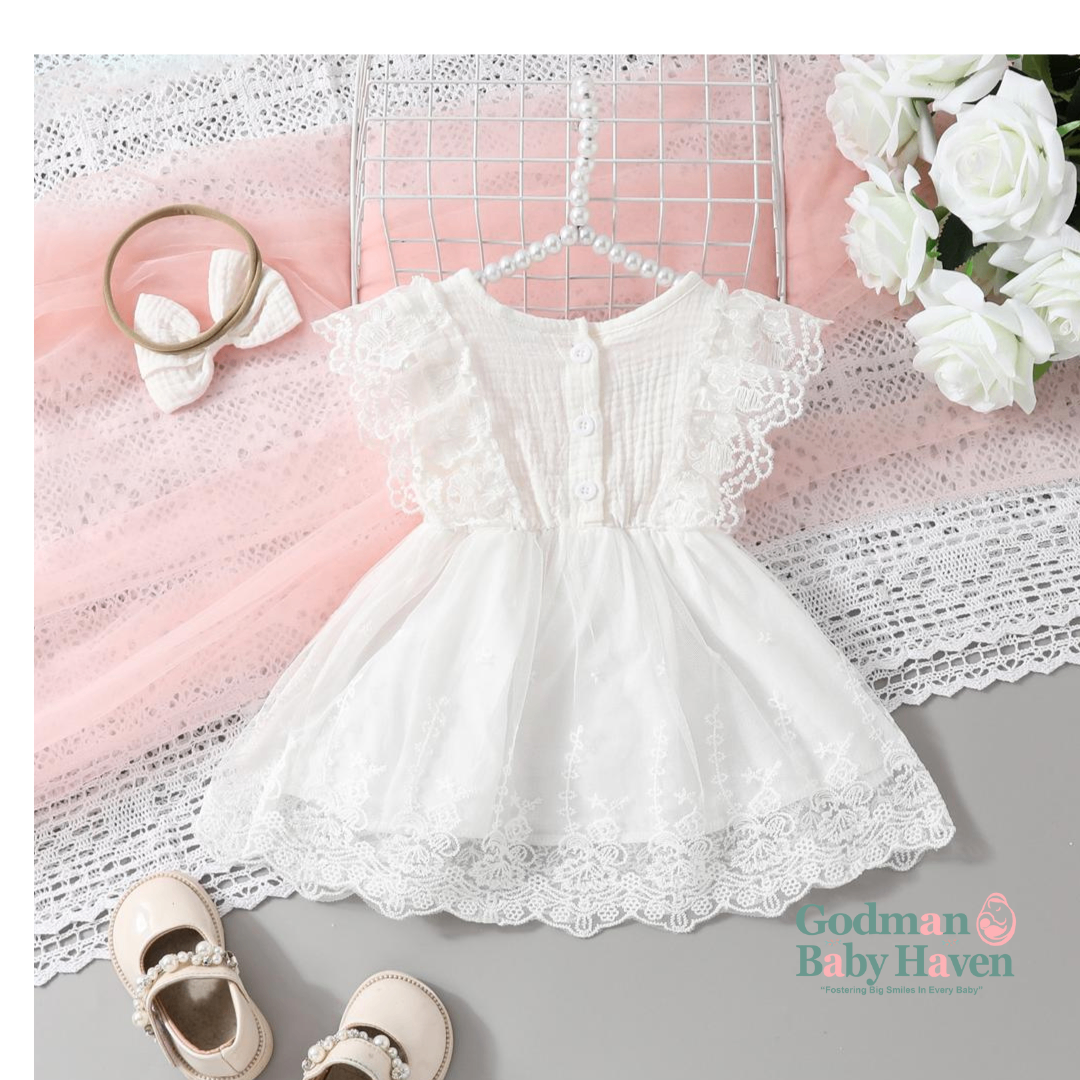 White Cotton Lace Baby Dress
