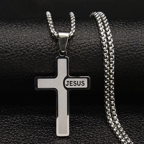 Collier Croix Jésus Acier Inoxydable