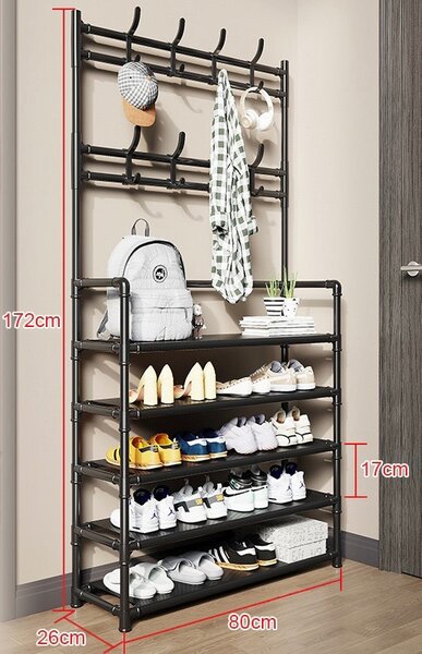 Étagère à chaussures et porte-manteaux