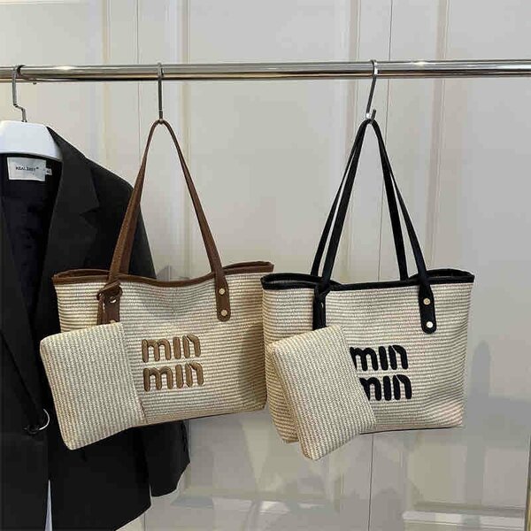 Stylish Straw Tote Bag Set