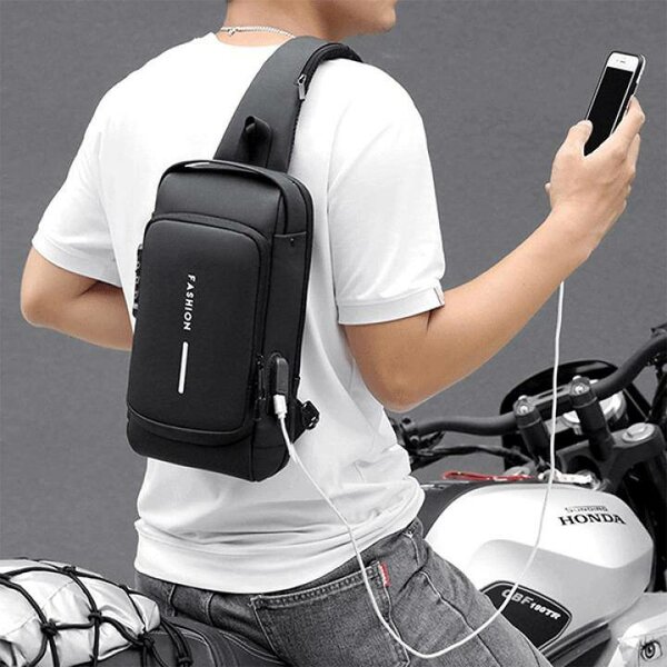 Men's Sling Bag with USB Port