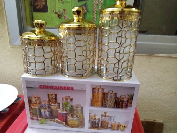 Bocaux de rangement décoratifs dorés