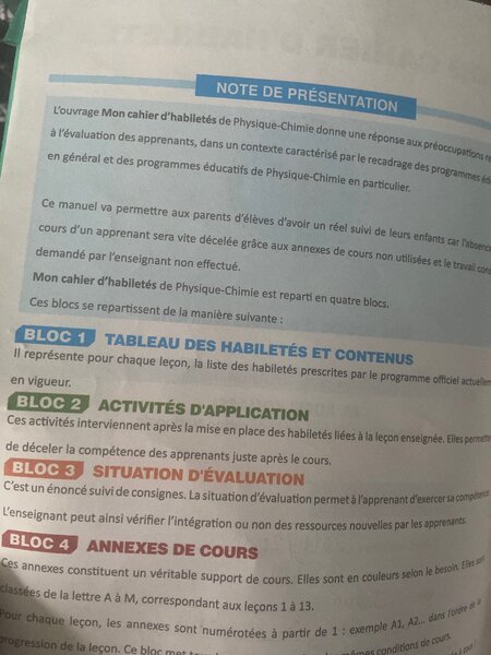 Physique chimie cahier