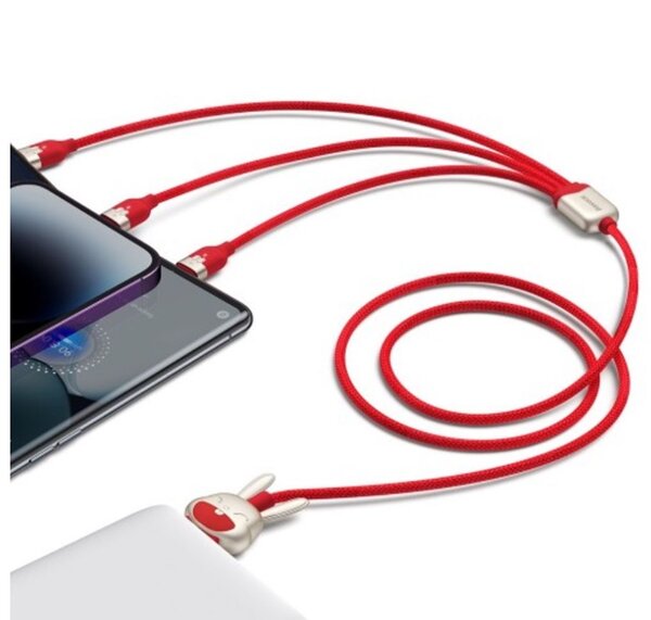 Câble De Charge Rapide Baseus 3en1, 1,2 M Rouge CASX060009