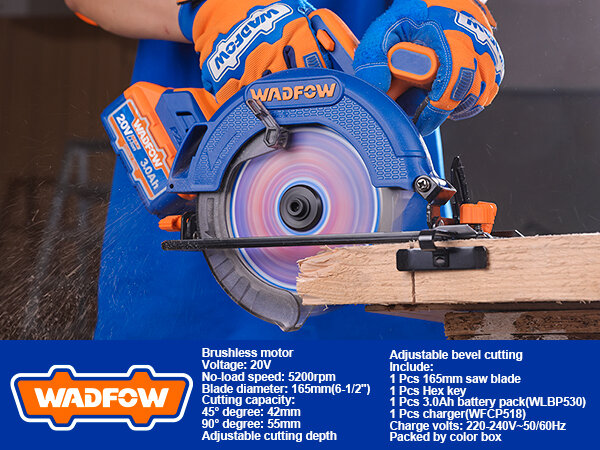 Scie Circulaire WADPOW 20V 165mm