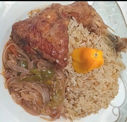 Poulet ftit avec Riz