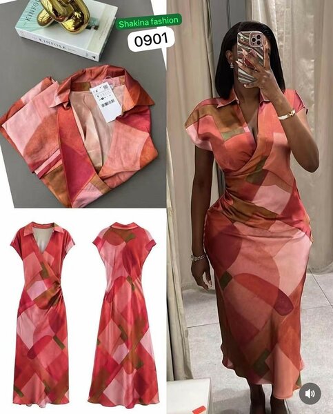 Robe longue élégante multicolore