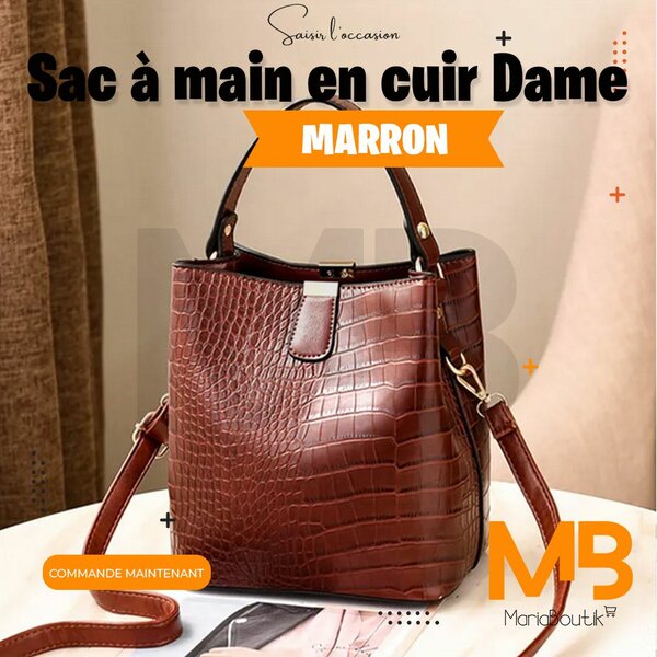 Sac à main cuir marron foncé