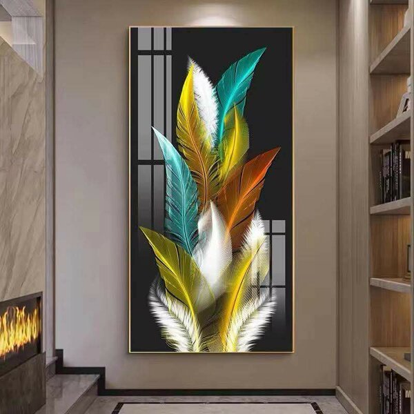 Tableau moderne plumes colorées
