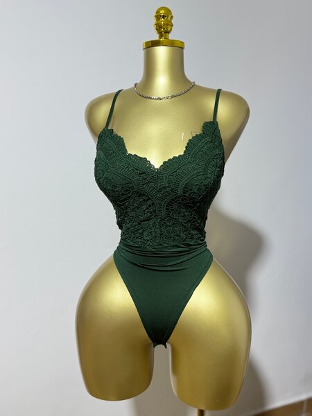 Body en dentelle vert