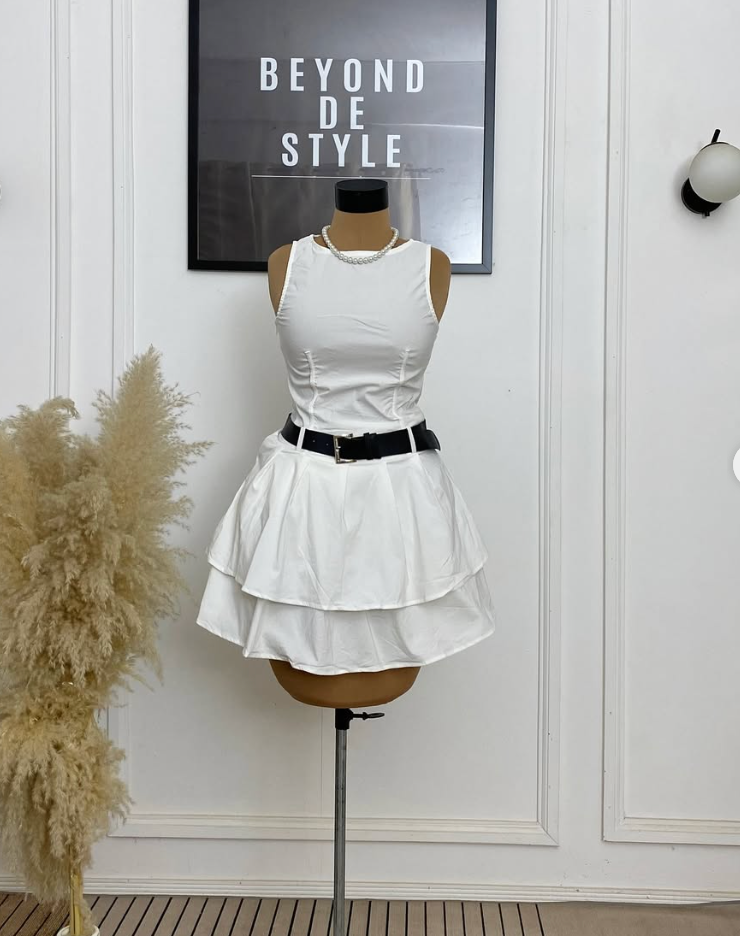 SWEET GIRL BELTED FLARE DRESS. 