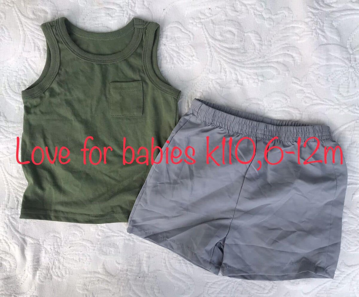 Set T-shirt + gray shorts, 6-12m