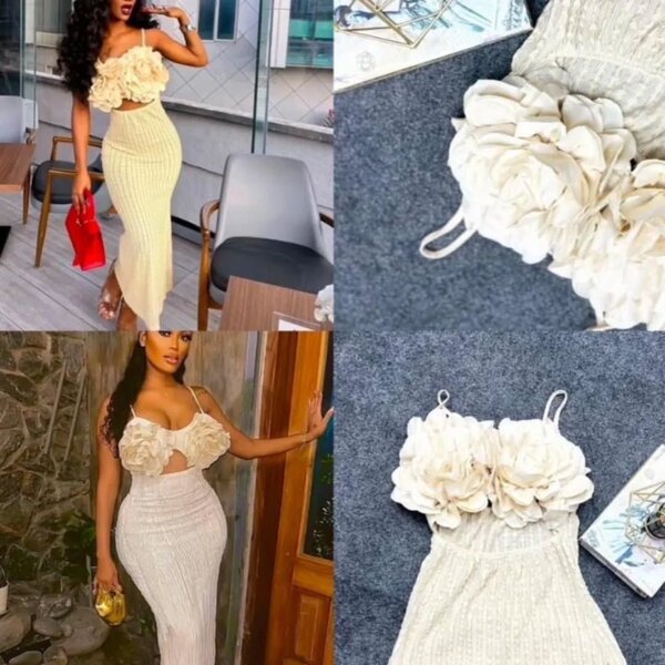 Robe élégante à fleurs blanches