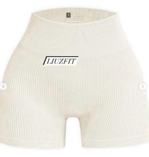 Ribbed skinny shorts, beige