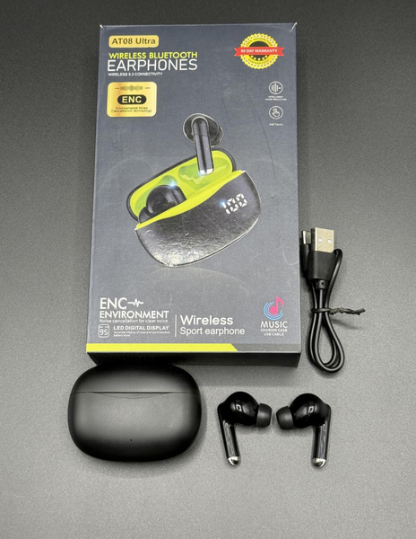 At08 Ultra ENC sensor bass earbuds Long battery earphones
