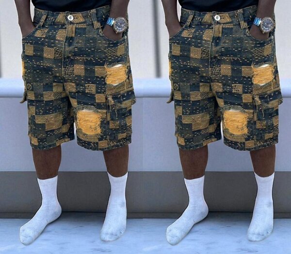 Shorts cargo patchwork homme