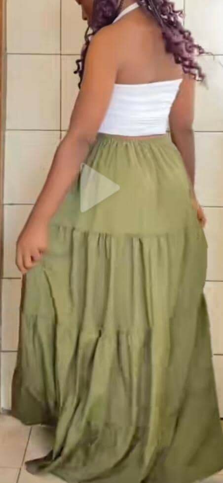 Jupe longue fluide olive