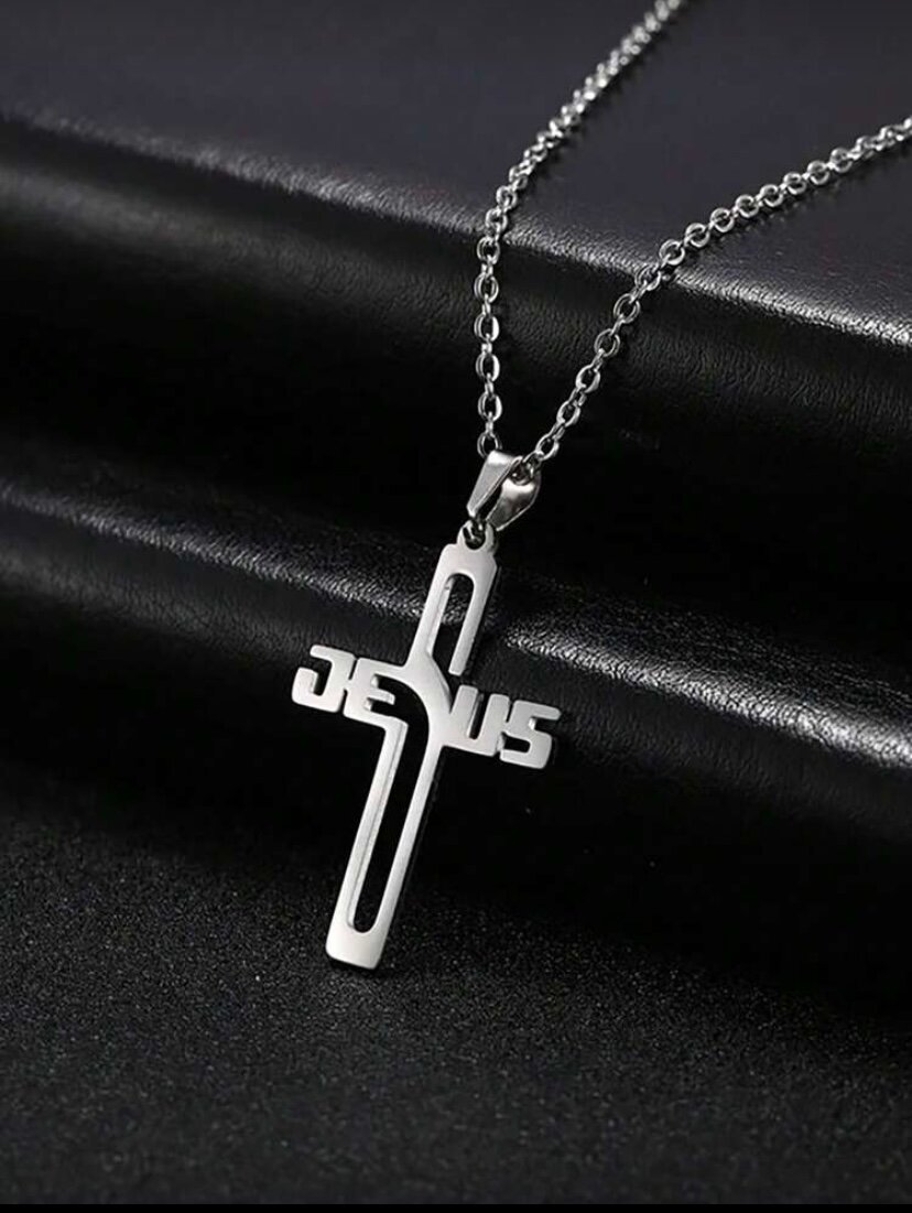 Collier croix "Jesus" en acier
