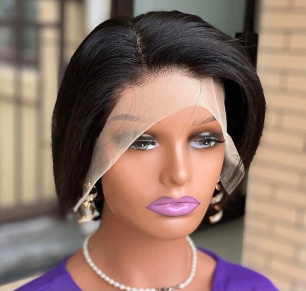 pixie cut lace frontal wig human hair
