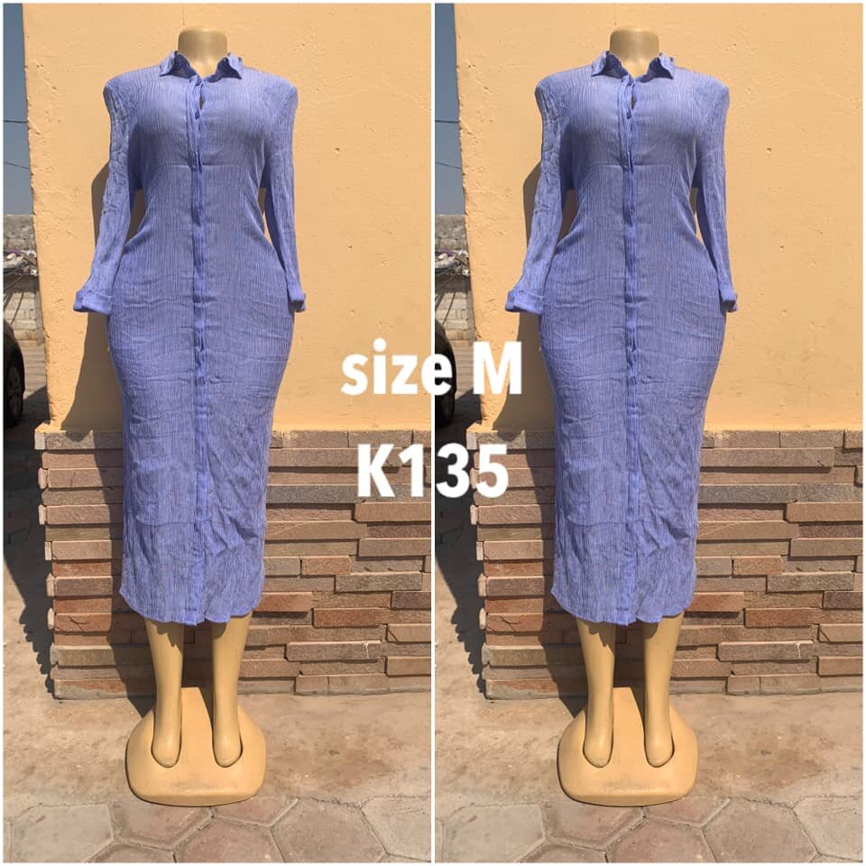 Shirt dress, light blue, maxi, size M