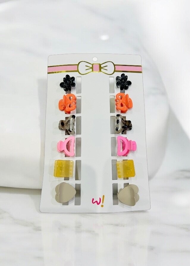 Multi color 12 pieces mini hair catchers for girls.