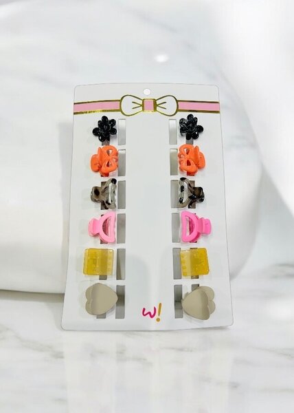 Multi color 12 pieces mini hair catchers for girls.