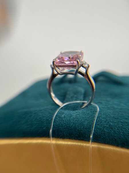 Bague argent avec sital rose