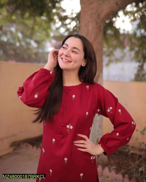 2 Pcs woman's stitched Linen Embroidered suit