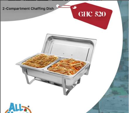 2-Compartment chaffing dish