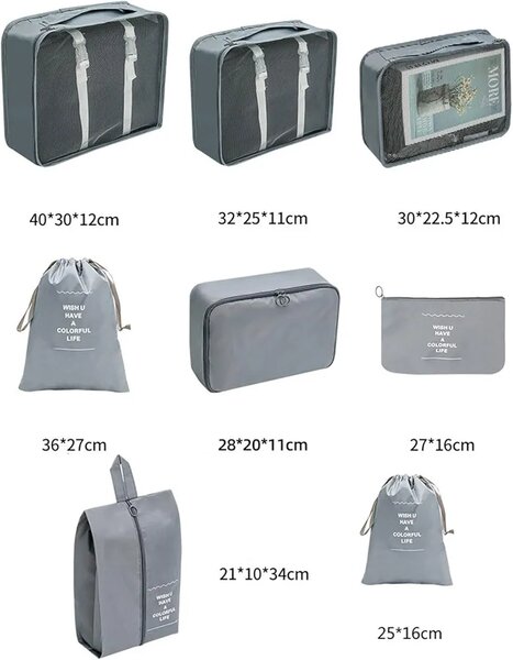 Ensemble Sac rangement, Organisateur de voyage 8pcs
