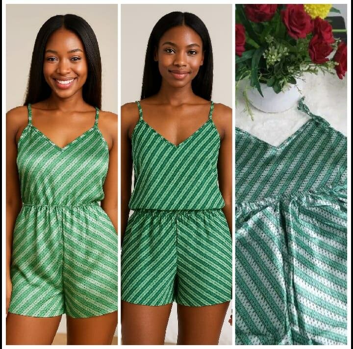 pyjama rayé vert  deux pièces