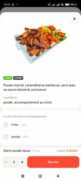 Demi-poulet texan BBQ