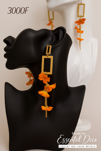 Boucles d'oreilles pendantes florales