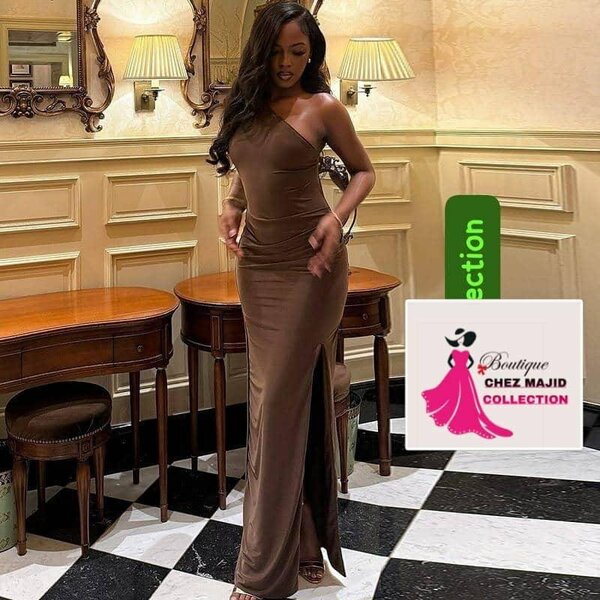 Robe longue marron élégante