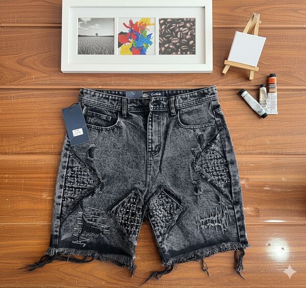 Shorts en denim noir hommes