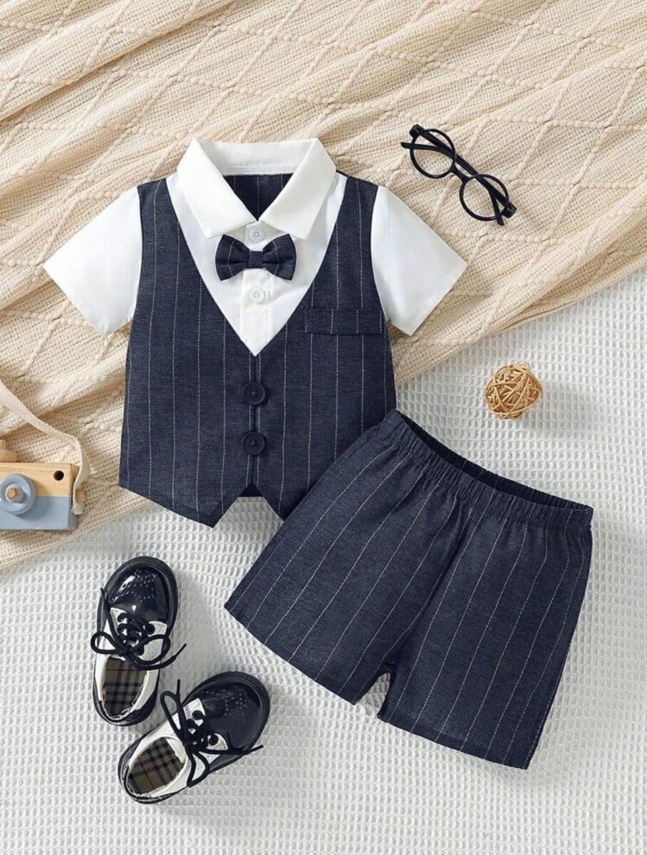 Baby Boy's Gentleman Style Bow Tie Strip wear. 6-9M