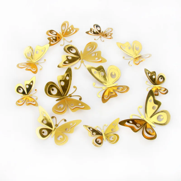 Décor Papillons Muraux Or